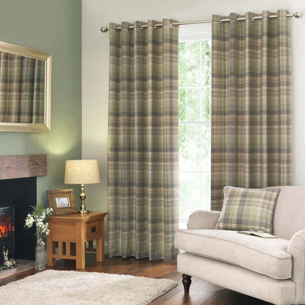 Luxury Collection Finley Check Green Eyelet Curtains 4 Luxury Collection Finley Check Green Eyelet Curtains - Image 2