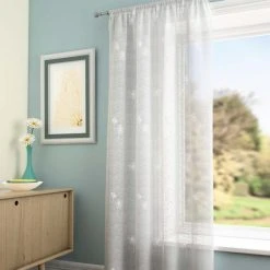 Dunelm Starburst White Slot Top Single Voile Panel