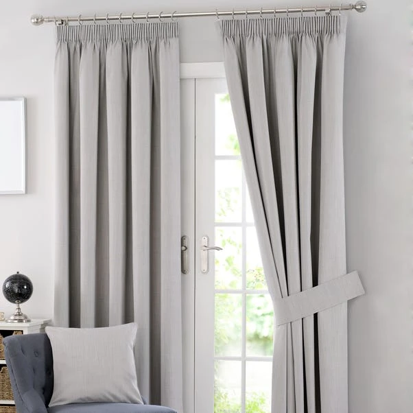 Dunelm Solar Grey Blackout Pencil Pleat Curtains 4 Dunelm Solar Grey Blackout Pencil Pleat Curtains - Image 2