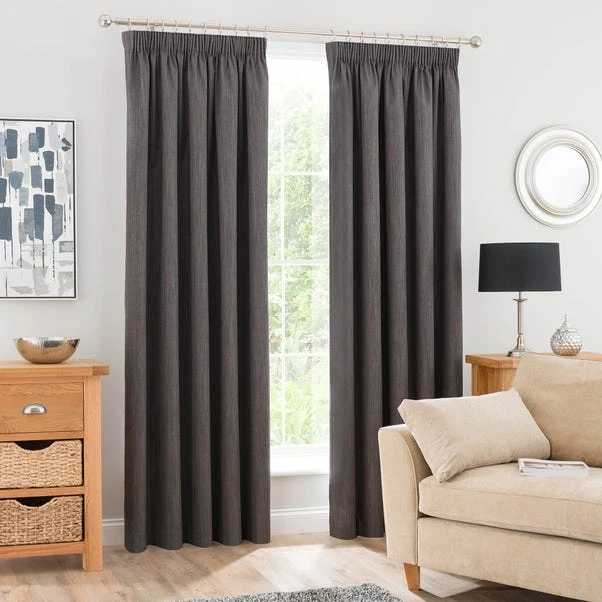 Dunelm Solar Slate Blackout Pencil Pleat Curtains 4 Dunelm Solar Slate Blackout Pencil Pleat Curtains - Image 2