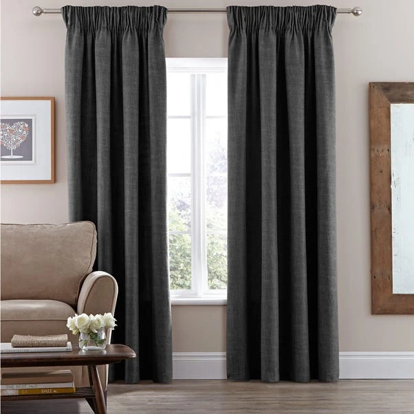 Dunelm Vermont Charcoal Pencil Pleat Curtains 4 Dunelm Vermont Charcoal Pencil Pleat Curtains - Image 2