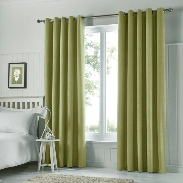 Dunelm Tyla Green Blackout Eyelet Curtains 4 Dunelm Tyla Green Blackout Eyelet Curtains - Image 2