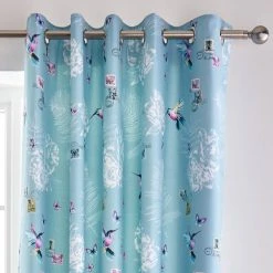 Dunelm Heavenly Hummingbird Duck Egg Blackout Eyelet Curtains