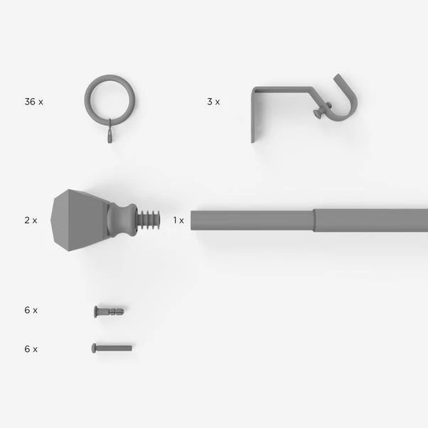 Dunelm Spectrum Extendable Chrome Curtain Pole Dia. 16/19mm 5 Dunelm Spectrum Extendable Chrome Curtain Pole Dia. 16/19mm - Image 3