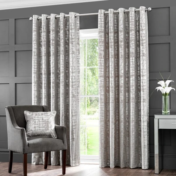 Dunelm Romano Silver Velour Eyelet Curtains 4 Dunelm Romano Silver Velour Eyelet Curtains - Image 2