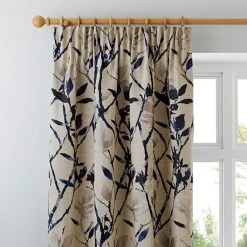 Dunelm Zen Jacquard Blue Pencil Pleat Curtains