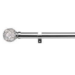 Dunelm Sphere Chrome Eyelet Curtain Pole Dia. 28mm