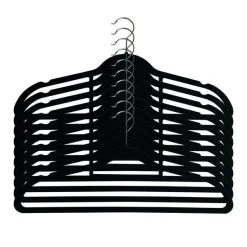 Dunelm Pack Of 10 Black Flocked Hangers