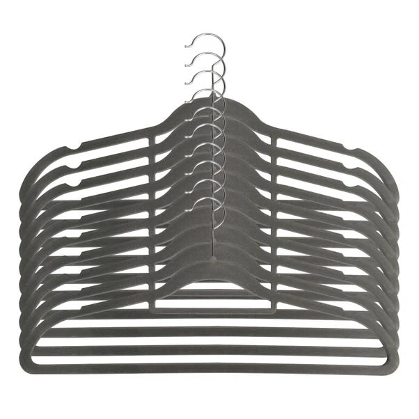 Dunelm Pack Of 10 Grey Flocked Hangers 3 Dunelm Pack Of 10 Grey Flocked Hangers