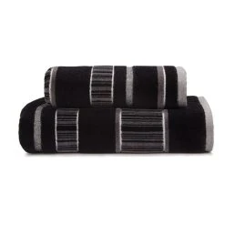 Dunelm Sheared Stripe Black Towel