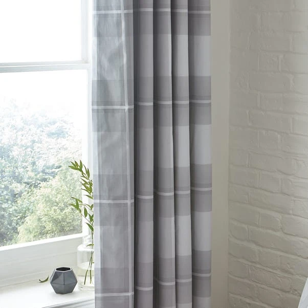 Dunelm Colby Grey Blackout Eyelet Curtains 4 Dunelm Colby Grey Blackout Eyelet Curtains - Image 2