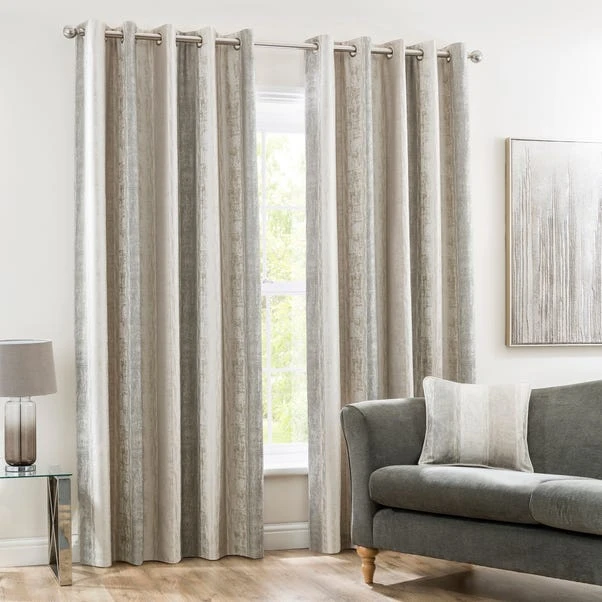 Luxury Collection Sadie Stripe Mink Eyelet Curtains 4 Luxury Collection Sadie Stripe Mink Eyelet Curtains - Image 2