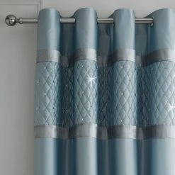 Catherine Lansfield Duck Egg Sequin Cluster Eyelet Curtains