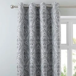 Dunelm Leonardo Dove Grey Eyelet Curtains