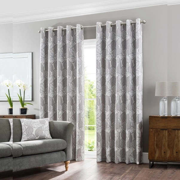 Dunelm Sherwood Silver Eyelet Curtains 4 Dunelm Sherwood Silver Eyelet Curtains - Image 2