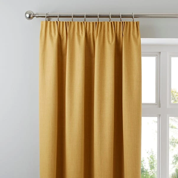 Dunelm Solar Mustard Blackout Pencil Pleat Curtains 3 Dunelm Solar Mustard Blackout Pencil Pleat Curtains