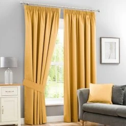 Dunelm Solar Mustard Blackout Pencil Pleat Curtains 9 Dunelm Solar Mustard Blackout Pencil Pleat Curtains -Dunelm Sales Store 30629938 alt01