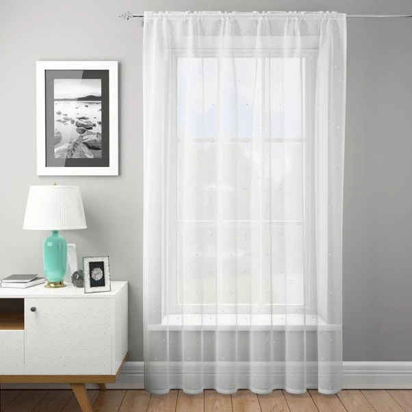 Dunelm Dotty White Slot Top Single Voile Panel 3 Dunelm Dotty White Slot Top Single Voile Panel