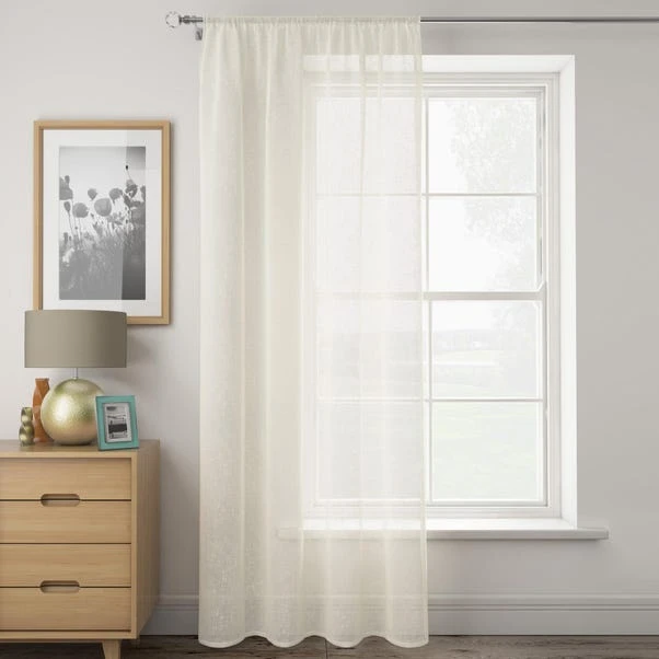 Dunelm Boucle Cream Slot Top Voile Panel 4 Dunelm Boucle Cream Slot Top Voile Panel - Image 2