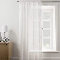 Dunelm Boucle White Tape Top Single Voile Panel -Dunelm Sales Store 30629972 alt03