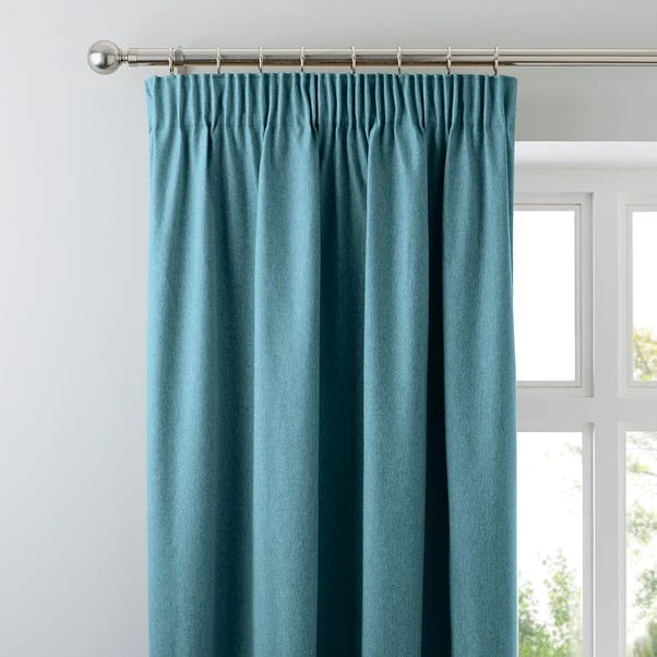 Dunelm Luna Teal Blackout Pencil Pleat Curtains 3 Dunelm Luna Teal Blackout Pencil Pleat Curtains