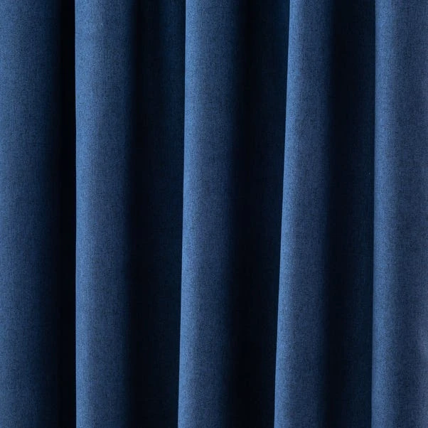 Dunelm Luna Brushed Navy Blackout Pencil Pleat Curtains 5 Dunelm Luna Brushed Navy Blackout Pencil Pleat Curtains - Image 3