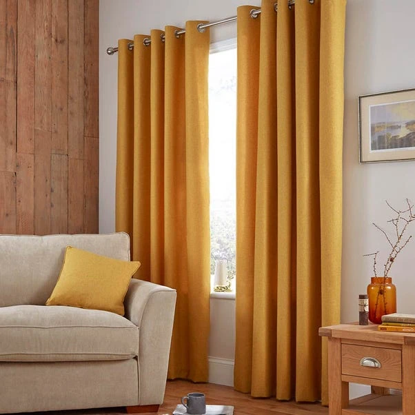 Dunelm Jennings Ochre Thermal Eyelet Curtains 4 Dunelm Jennings Ochre Thermal Eyelet Curtains - Image 2