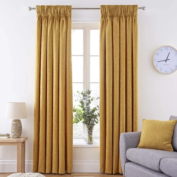 Dunelm Vermont Mustard Pencil Pleat Curtains 4 Dunelm Vermont Mustard Pencil Pleat Curtains - Image 2