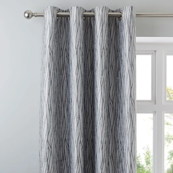 Dunelm Linear Waves Silver Eyelet Curtains 3 Dunelm Linear Waves Silver Eyelet Curtains