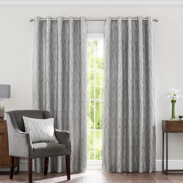 Dunelm Linear Waves Silver Eyelet Curtains 4 Dunelm Linear Waves Silver Eyelet Curtains - Image 2