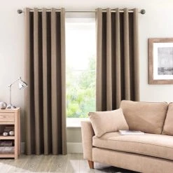 Dunelm Luna Brushed Mocha Blackout Eyelet Curtains 9 Dunelm Luna Brushed Mocha Blackout Eyelet Curtains -Dunelm Sales Store 30634854 alt01