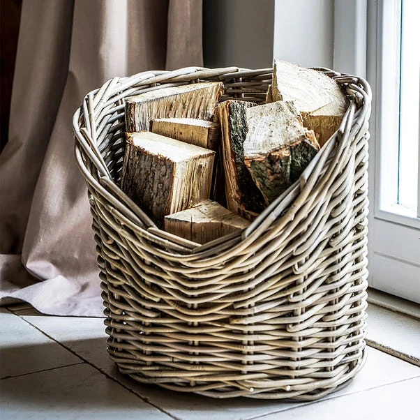 Ivyline 40cm Round Wicker Log Basket 4 Ivyline 40cm Round Wicker Log Basket - Image 2