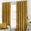 Verona Ochre Velvet Eyelet Curtains -Dunelm Sales Store 30638921