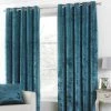 Verona Teal Velvet Eyelet Curtains