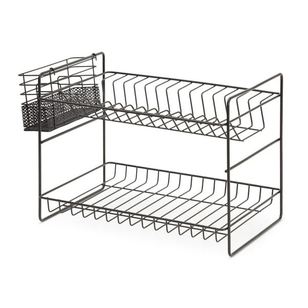 Dunelm 2 Tier Matt Black Dish Drainer And Cutlery Holder 4 Dunelm 2 Tier Matt Black Dish Drainer And Cutlery Holder - Image 2