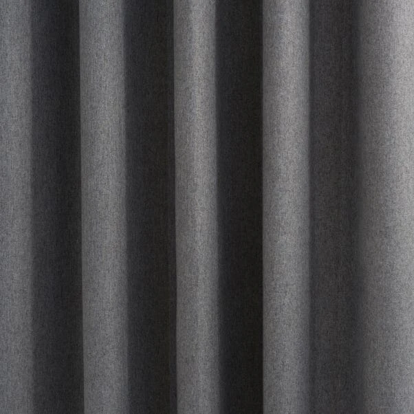 Dunelm Luna Brushed Charcoal Blackout Eyelet Door Curtain 5 Dunelm Luna Brushed Charcoal Blackout Eyelet Door Curtain - Image 3