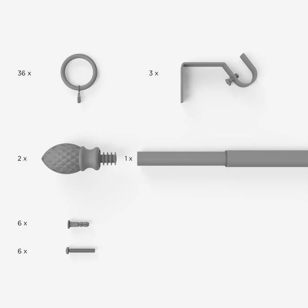 Dunelm Teardrop Extendable Metal Curtain Pole Dia. 16/19mm 4 Dunelm Teardrop Extendable Metal Curtain Pole Dia. 16/19mm - Image 2