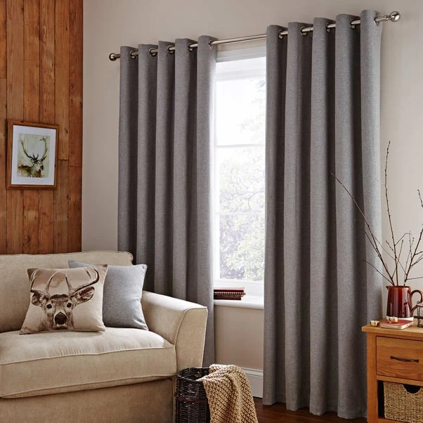 Dunelm Jennings Grey Thermal Eyelet Curtains 4 Dunelm Jennings Grey Thermal Eyelet Curtains - Image 2