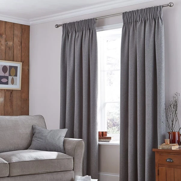 Dunelm Jennings Grey Thermal Pencil Pleat Curtains 4 Dunelm Jennings Grey Thermal Pencil Pleat Curtains - Image 2