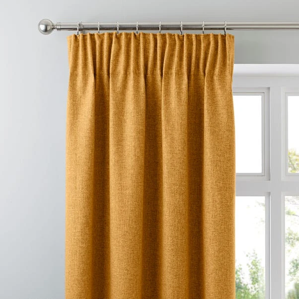 Dunelm Jennings Ochre Thermal Pencil Pleat Curtains 3 Dunelm Jennings Ochre Thermal Pencil Pleat Curtains