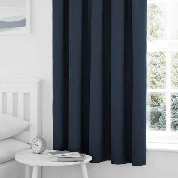 Dunelm Tyla Navy Blackout Pencil Pleat Curtains 4 Dunelm Tyla Navy Blackout Pencil Pleat Curtains - Image 2