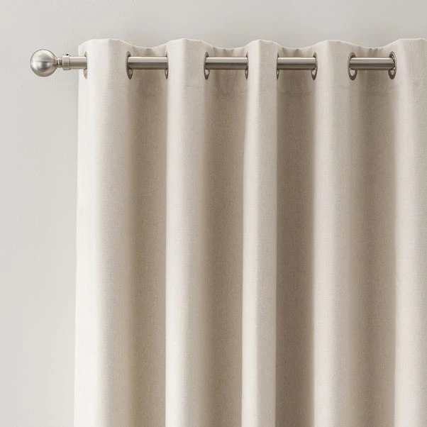 Dunelm Luna Brushed Natural Blackout Eyelet Door Curtain 3 Dunelm Luna Brushed Natural Blackout Eyelet Door Curtain