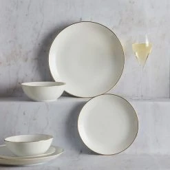 Dunelm Gold Band 12 Piece Dinner Set