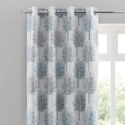 Luxury Collection Jacquard Trees Teal Eyelet Curtains