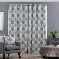 Luxury Collection Jacquard Trees Teal Eyelet Curtains 11 Luxury Collection Jacquard Trees Teal Eyelet Curtains -Dunelm Sales Store 30655690 alt04