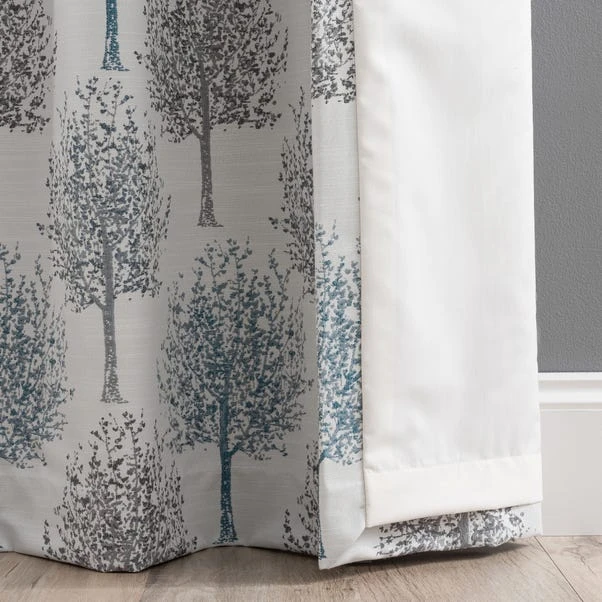 Luxury Collection Jacquard Trees Teal Eyelet Curtains 8 Luxury Collection Jacquard Trees Teal Eyelet Curtains - Image 6