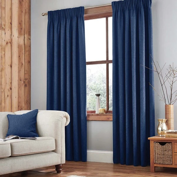 Dunelm Jennings Navy Thermal Pencil Pleat Curtains 4 Dunelm Jennings Navy Thermal Pencil Pleat Curtains - Image 2