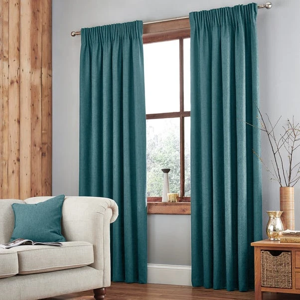Dunelm Jennings Peacock Thermal Pencil Pleat Curtains 4 Dunelm Jennings Peacock Thermal Pencil Pleat Curtains - Image 2