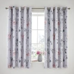 Dunelm Heavenly Hummingbird Grey Blackout Eyelet Curtains 8 Dunelm Heavenly Hummingbird Grey Blackout Eyelet Curtains -Dunelm Sales Store 30660775 alt01