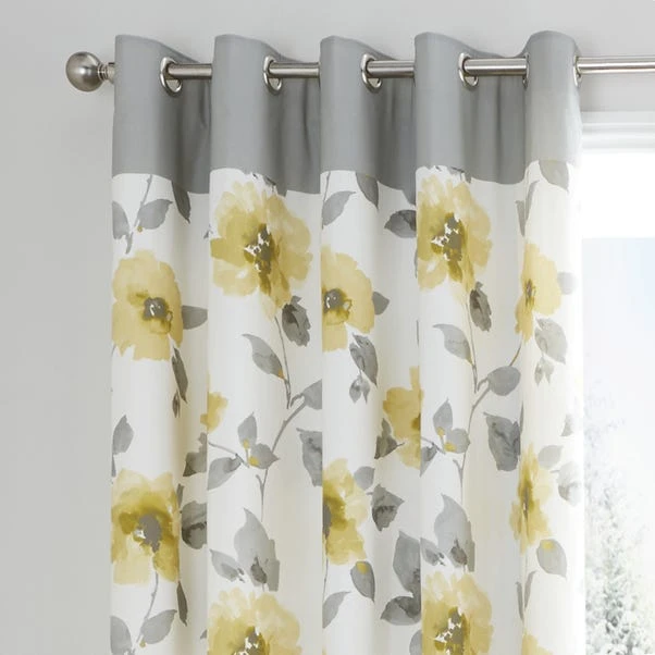 Fusion Adriana Ochre Floral Eyelet Curtains 3 Fusion Adriana Ochre Floral Eyelet Curtains